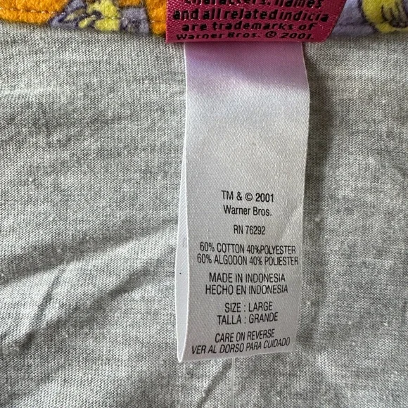 NWT! Warner Bros Tweety Sylvester Knit Pajama Set Large Short Sleeve Gray Purple - Picture 3 of 3